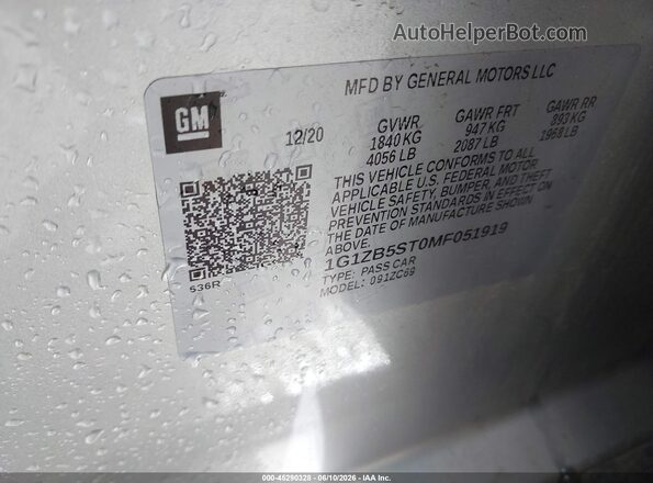 1G1ZB5ST0MF051919 2021 CHEVROLET MALIBU Серебряный Вид подкапотного пространства