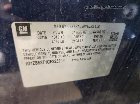1G1ZB5ST1GF223296 2016 CHEVROLET MALIBU Blue Engine compartment view