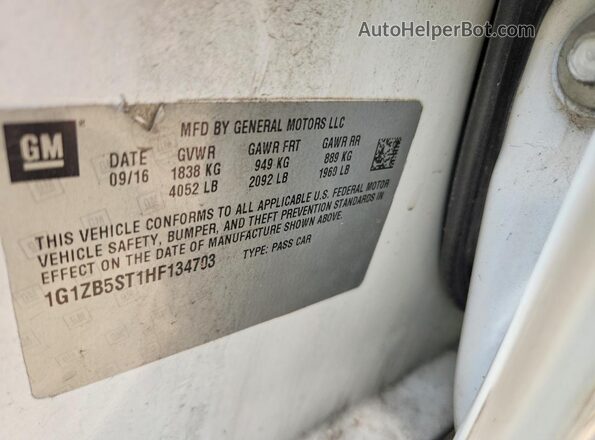 1G1ZB5ST1HF134703 2017 CHEVROLET MALIBU White Engine compartment view