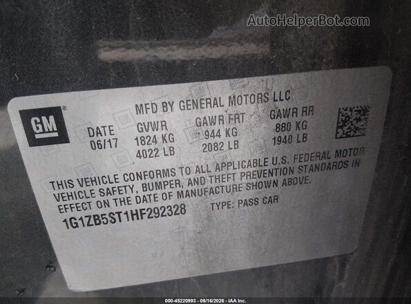 1G1ZB5ST1HF292328 2017 CHEVROLET MALIBU Серый Вид подкапотного пространства