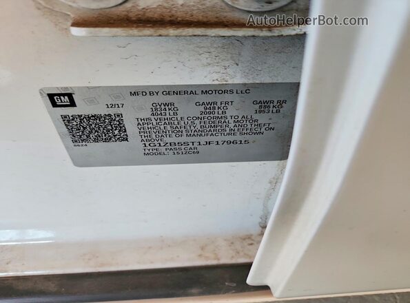 1G1ZB5ST1JF179615 2018 CHEVROLET MALIBU Белый Вид наклейки с VIN-кодом