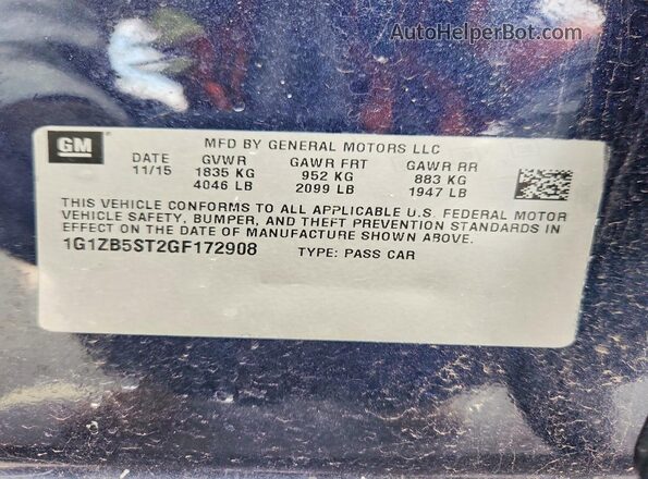 1G1ZB5ST2GF172908 2016 CHEVROLET MALIBU Blue Engine compartment view