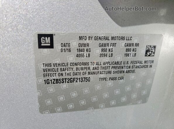 1G1ZB5ST2GF213750 2016 CHEVROLET MALIBU Silver 