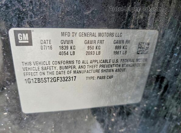 1G1ZB5ST2GF332317 2016 CHEVROLET MALIBU Black Շարժիչի բաժամունքի տեսք