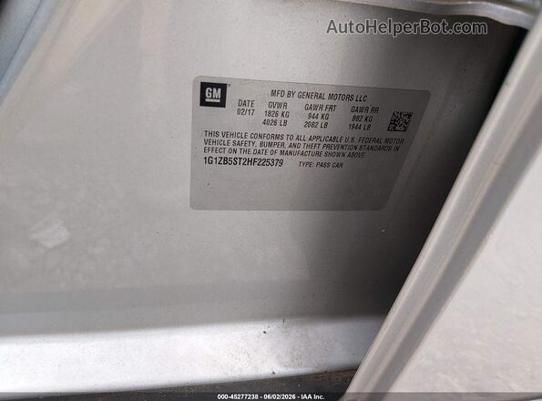 1G1ZB5ST2HF225379 2017 CHEVROLET MALIBU Silver ძრავის განყოფილების ხედი