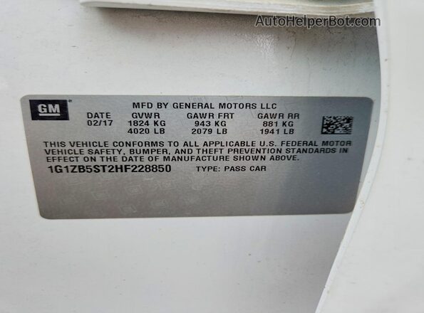 1G1ZB5ST2HF228850 2017 CHEVROLET MALIBU Белый 