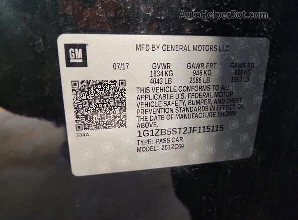 1G1ZB5ST2JF115115 2018 CHEVROLET MALIBU Black Widok komory silnika