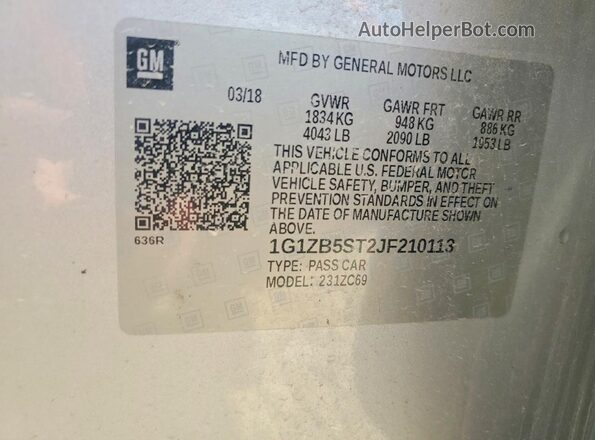 1G1ZB5ST2JF210113 2018 CHEVROLET MALIBU Silver Engine compartment view