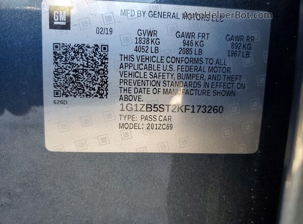1G1ZB5ST2KF173260 2019 CHEVROLET MALIBU Black 