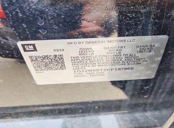 1G1ZB5ST2KF187966 2019 CHEVROLET MALIBU Black 