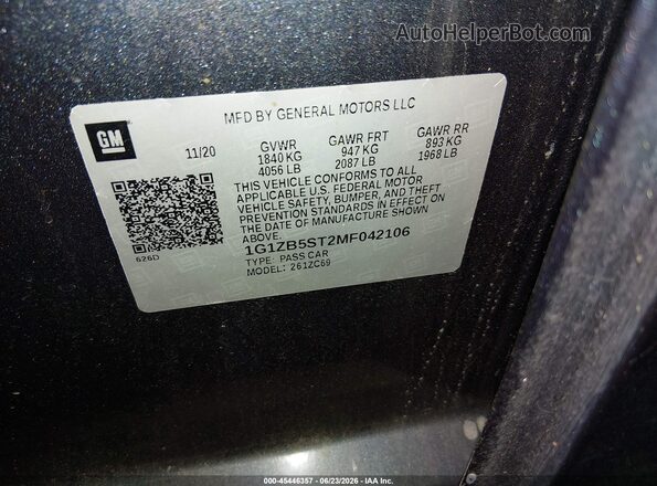 1G1ZB5ST2MF042106 2021 CHEVROLET MALIBU Gray Engine compartment view
