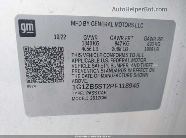 1G1ZB5ST2PF118945 2023 CHEVROLET MALIBU White Вид підкапотного простору