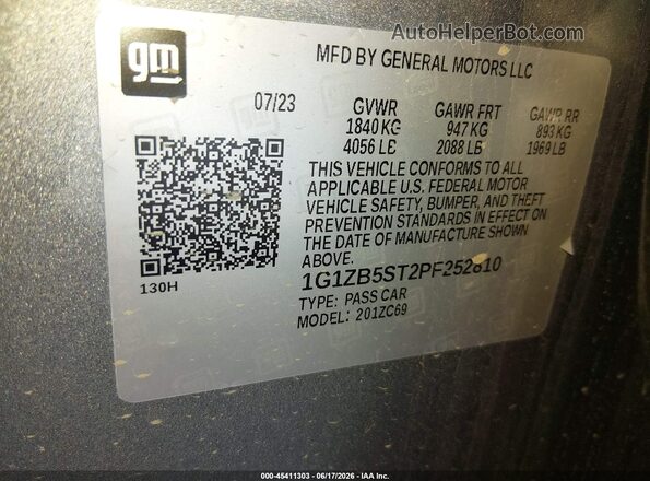 1G1ZB5ST2PF252810 2023 CHEVROLET MALIBU Silver Widok komory silnika