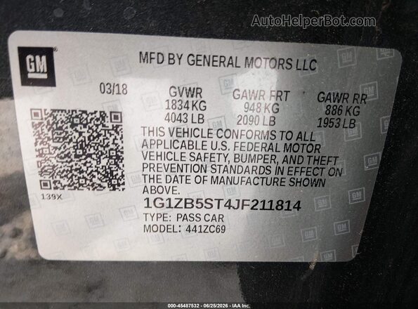 1G1ZB5ST4JF211814 2018 CHEVROLET MALIBU Gray Вид підкапотного простору