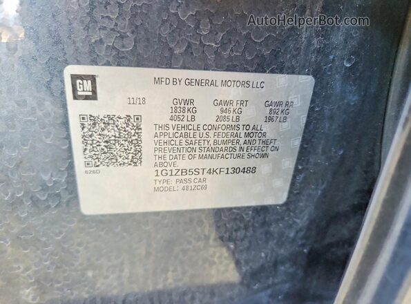 1G1ZB5ST4KF130488 2019 CHEVROLET MALIBU Gray ძრავის განყოფილების ხედი