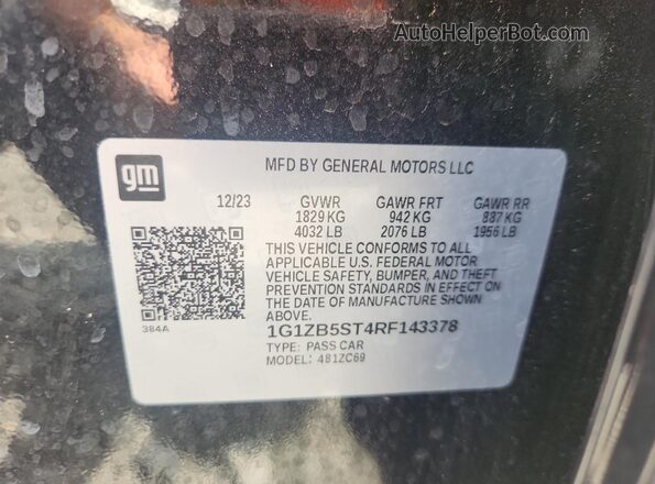 1G1ZB5ST4RF143378 2024 CHEVROLET MALIBU Black 