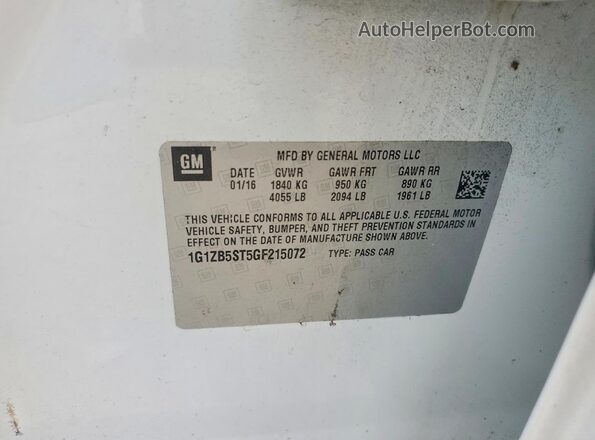 1G1ZB5ST5GF215072 2016 CHEVROLET MALIBU White Engine compartment view