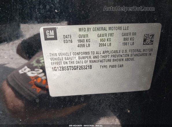 1G1ZB5ST5GF263218 2016 CHEVROLET MALIBU Black Engine compartment view