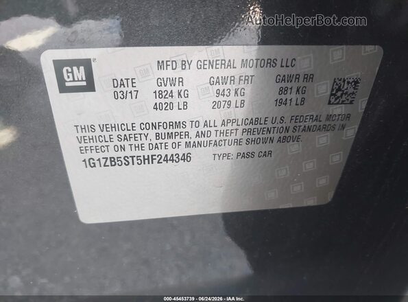 1G1ZB5ST5HF244346 2017 CHEVROLET MALIBU Gray Widok komory silnika