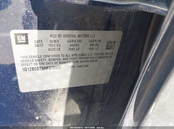 1G1ZB5ST5HF278559 2017 CHEVROLET MALIBU Dark Blue Вид подкапотного пространства