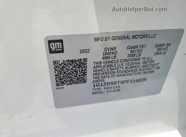 1G1ZB5ST5PF114839 2023 CHEVROLET MALIBU White Engine compartment view