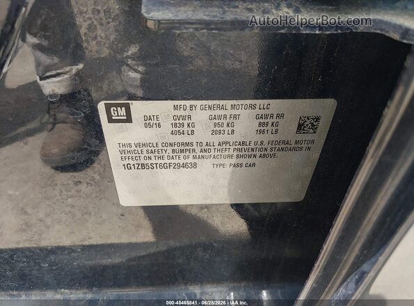 1G1ZB5ST6GF294638 2016 CHEVROLET MALIBU Синий Вид подкапотного пространства