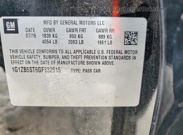 1G1ZB5ST6GF332515 2016 CHEVROLET MALIBU Black VIN կոդի պիտակի տեսք