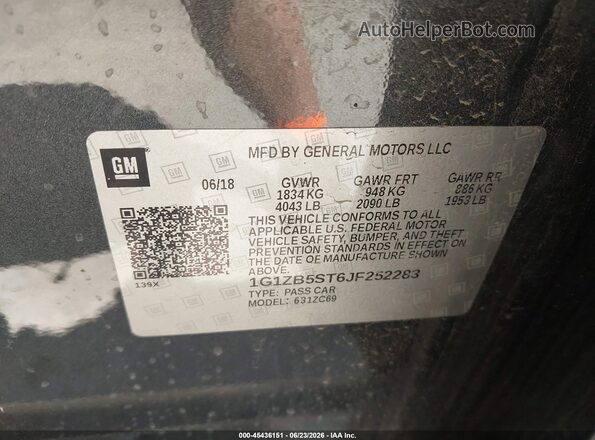 1G1ZB5ST6JF252283 2018 CHEVROLET MALIBU Gray Engine compartment view