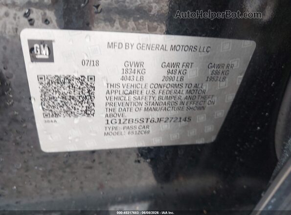 1G1ZB5ST6JF272145 2018 CHEVROLET MALIBU Black ძრავის განყოფილების ხედი