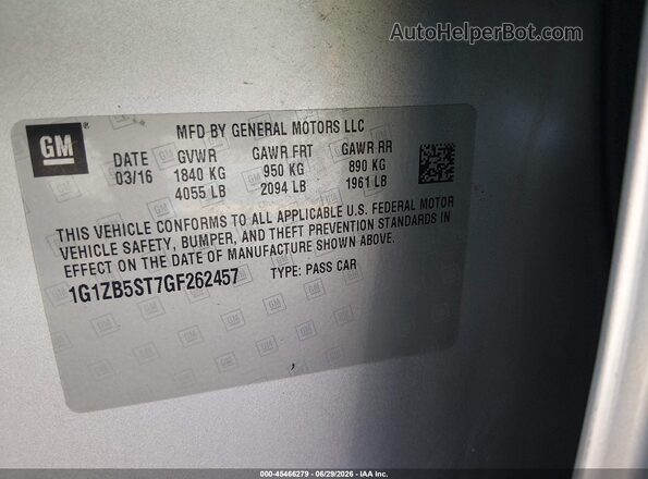 1G1ZB5ST7GF262457 2016 CHEVROLET MALIBU Silver Widok komory silnika