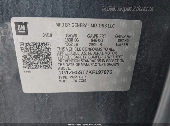 1G1ZB5ST7KF197876 2019 CHEVROLET MALIBU Blue Շարժիչի բաժամունքի տեսք