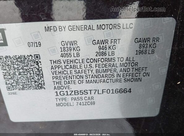 1G1ZB5ST7LF016664 2020 CHEVROLET MALIBU Purple ძრავის განყოფილების ხედი