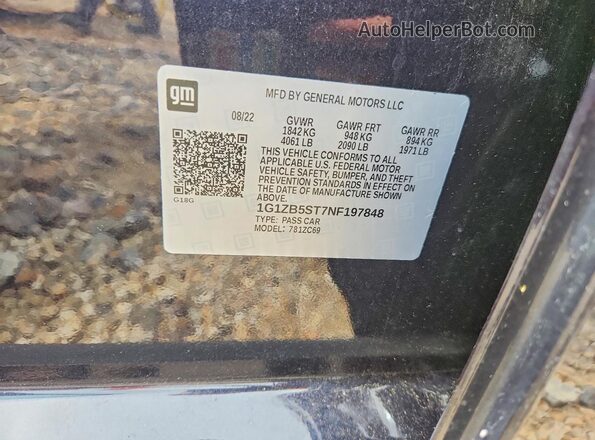 1G1ZB5ST7NF197848 2022 CHEVROLET MALIBU Charcoal 