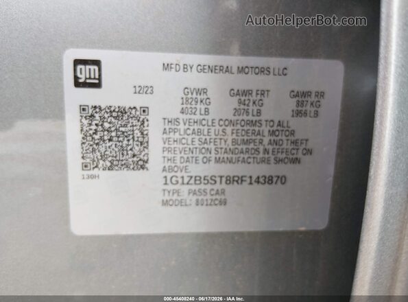 1G1ZB5ST8RF143870 2024 CHEVROLET MALIBU Silver ძრავის განყოფილების ხედი