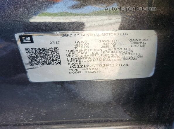 1G1ZB5ST9JF112874 2018 CHEVROLET MALIBU Charcoal 