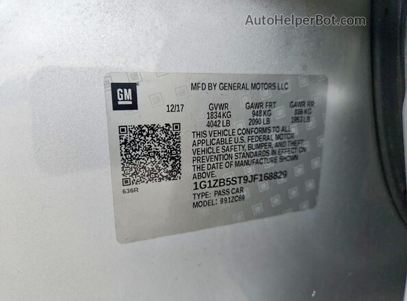 1G1ZB5ST9JF168829 2018 CHEVROLET MALIBU Silver 