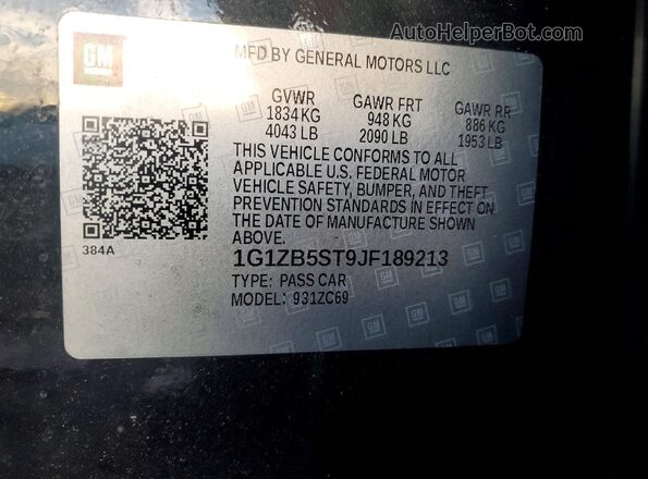 1G1ZB5ST9JF189213 2018 CHEVROLET MALIBU Black 