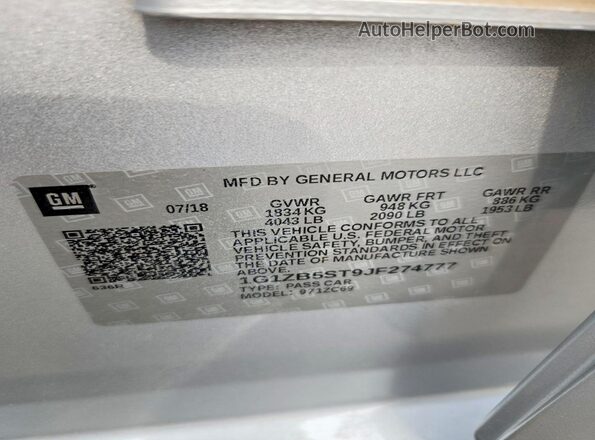 1G1ZB5ST9JF274777 2018 CHEVROLET MALIBU Silver 