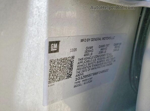 1G1ZB5ST9MF049022 2021 CHEVROLET MALIBU Silver ძრავის განყოფილების ხედი