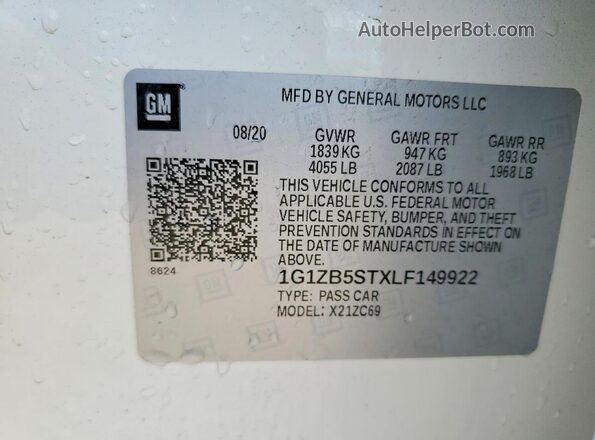 1G1ZB5STXLF149922 2020 CHEVROLET MALIBU White Շարժիչի բաժամունքի տեսք