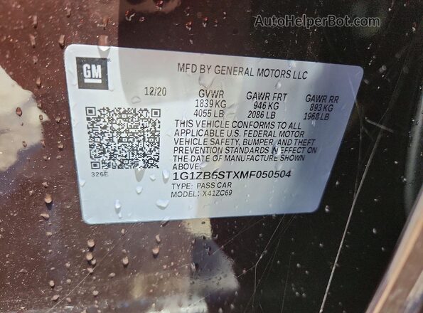 1G1ZB5STXMF050504 2021 CHEVROLET MALIBU Maroon 