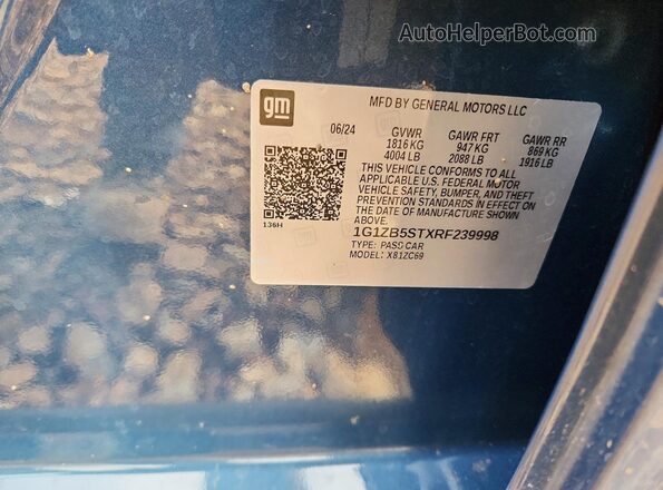 1G1ZB5STXRF239998 2024 CHEVROLET MALIBU Blue Widok komory silnika