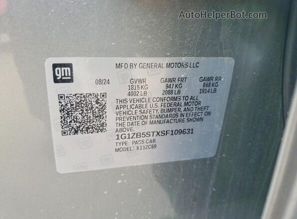1G1ZB5STXSF109631 2025 CHEVROLET MALIBU Silver Widok komory silnika