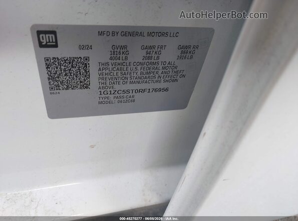 1G1ZC5ST0RF176956 2024 CHEVROLET MALIBU White 