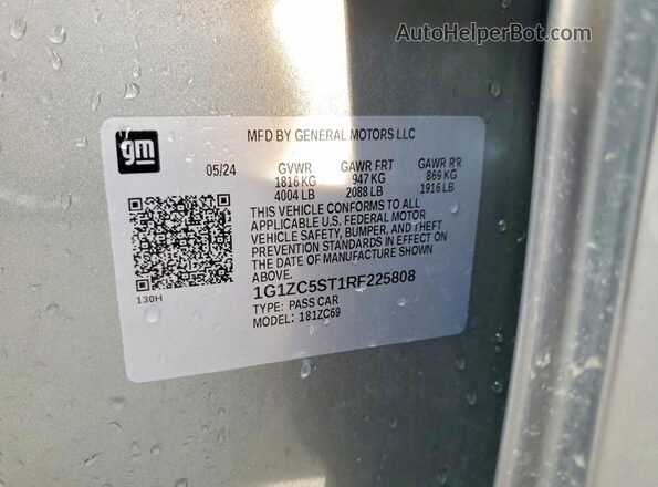 1G1ZC5ST1RF225808 2024 CHEVROLET MALIBU Silver VIN კოდის სტიკერის ხედი