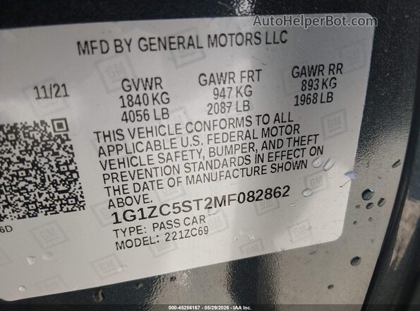 1G1ZC5ST2MF082862 2021 CHEVROLET MALIBU Gray Widok komory silnika
