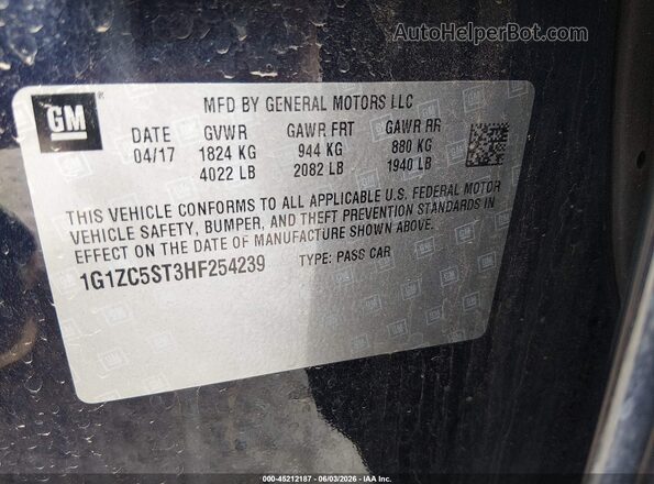 1G1ZC5ST3HF254239 2017 CHEVROLET MALIBU Dark Blue Widok komory silnika