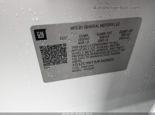 1G1ZC5ST3JF163820 2018 CHEVROLET MALIBU White Engine compartment view