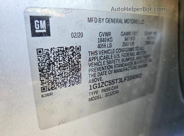 1G1ZC5ST3LF104902 2020 CHEVROLET MALIBU Silver Vista del compartimento del motor