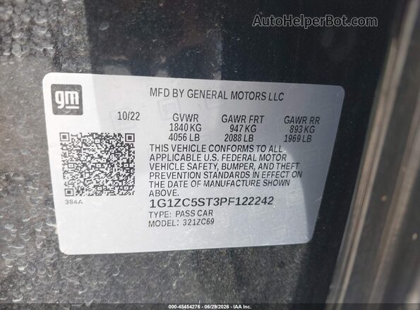 1G1ZC5ST3PF122242 2023 CHEVROLET MALIBU Black Widok komory silnika